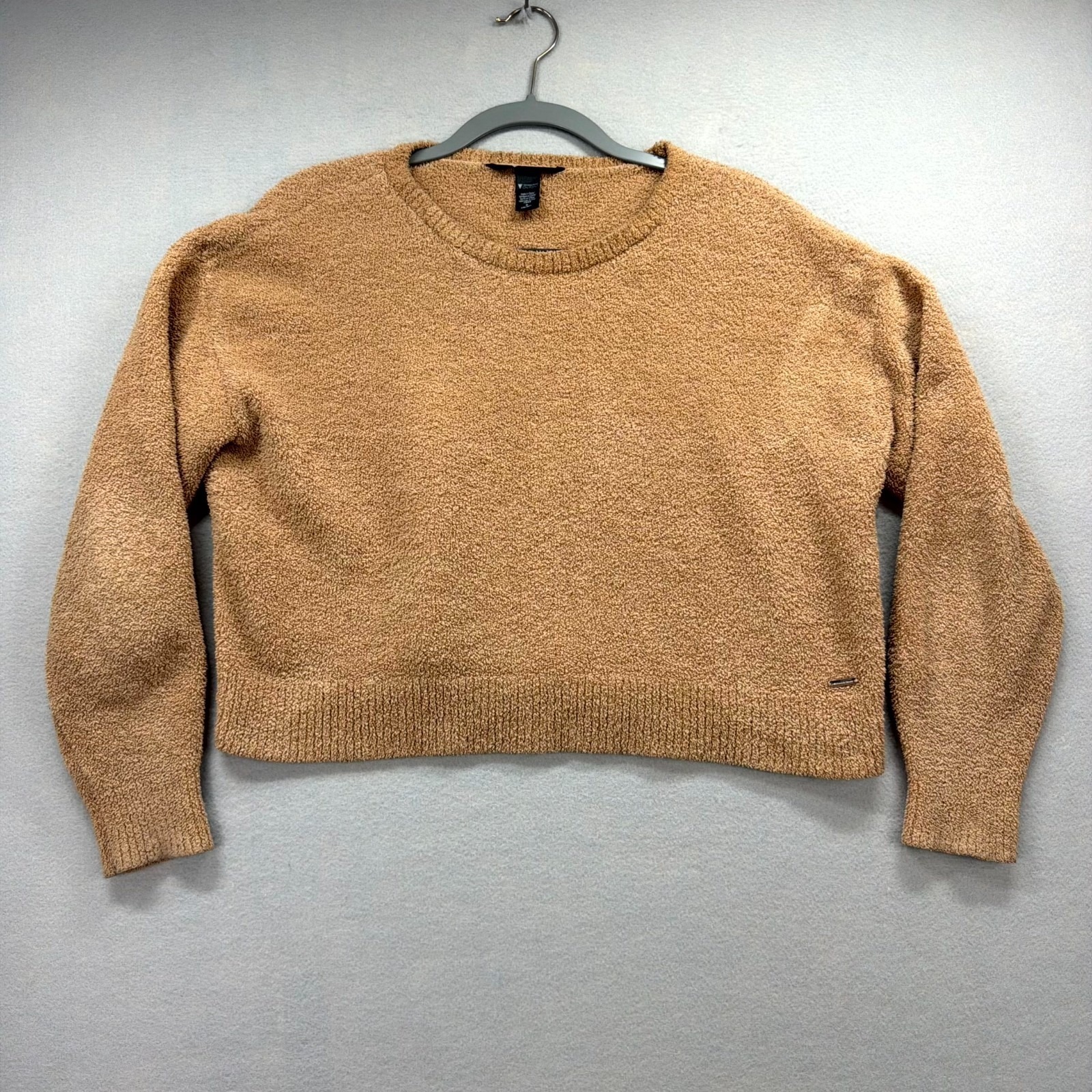 Victoria's Secret On Point Crop Sweater Womens Medium Brown Textured Boucl Knit